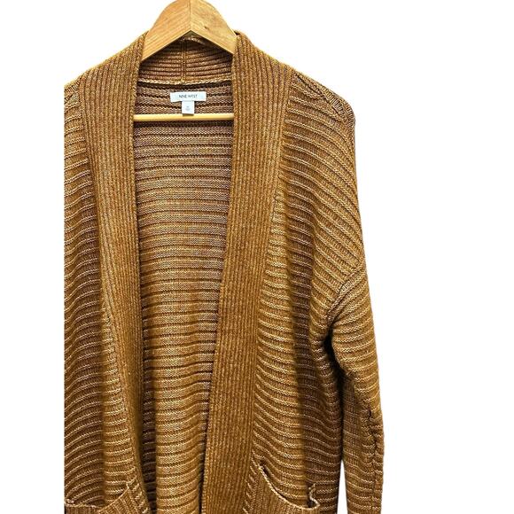 Nine West Brown Open Front Long Cardigan XL Lightweight Knit Layering - Picture 2 of 8